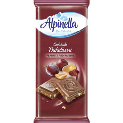 Шоколад Alpinella Bakaliowa молочний з горіхом і родзинками 90 г Шоколад Alpinella Bakaliowa молочний з горіхом і родзинками 90 г