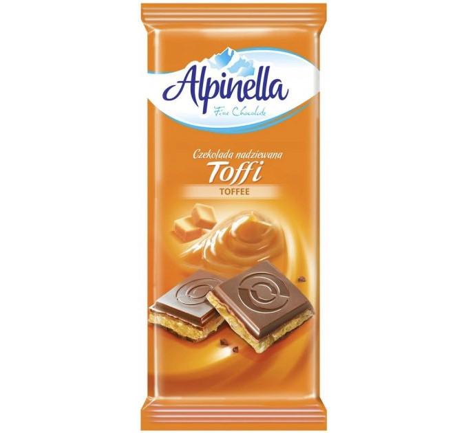 Шоколад Alpinella Toffi молочний з карамеллю 90 г