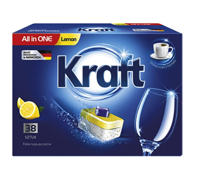 Таблетки для посудомойки Kraft All in One Лимон 38 шт