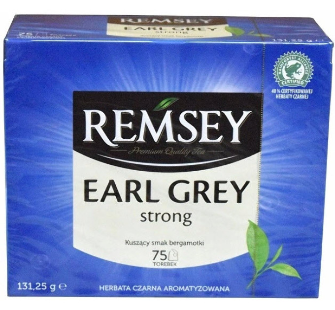 Чай Remsey Earl Grey Strong, чорний з бергамотом, 75 пакетів, 150 г