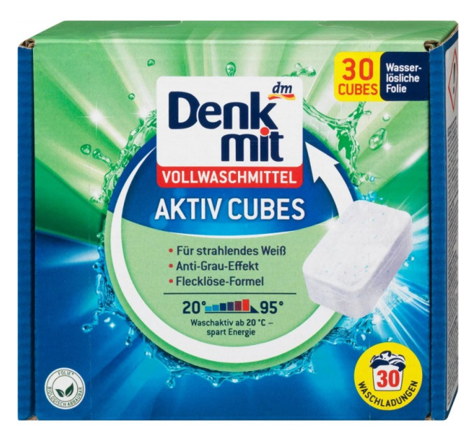 Таблетки для прання Denkmit Activ Cubes Vollwascmittel 30 шт