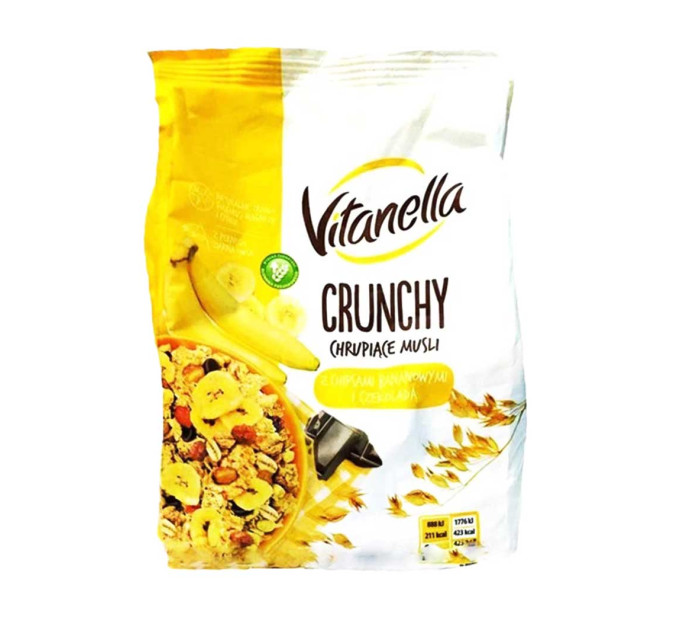 Кранчі вівсяні Vitadella Crunchy шоколадно-бананові 350г